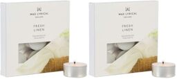 WAX LYRICAL Scented Tealight Candles, Box of 9, Fresh Linen, Silver (Pack of 2)