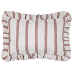 furn. Wylder Connie Polyester Filled Cushion – Striped Ruffle Linen Textured Decorative Pillow (Clay Pink – 35x50cm)