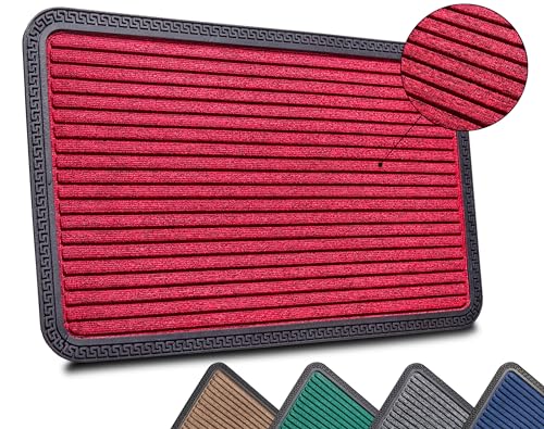 HANSE Home Mix Mats Doormat for Indoor and Outdoor Use - Dirt Trapper Mat Door Mat Non-Slip Weatherproof Door Mat for Hallway, Patio, Entrance Area - 45 x 75 cm, Red