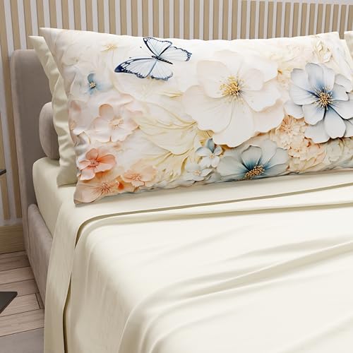 PETTI Artigiani Italiani - Cotton Sheets with Pillowcases in Digital Print, Pizza and a Half Bed Set, Mariposa Cream, 100% Made in Italy