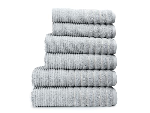 6-Pack Egyptian Cotton Bath Sheets - Premium 650 GSM Luxury Large Towels, Ultra Soft, Fast Drying & Highly Absorbent - Washable Bath Sheets for Bathroom, Spa & Gym (90x140 cm) - Silver