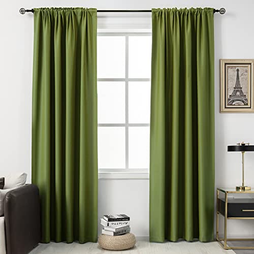 DUALIFE Sage Green Curtains for Bedroom 108 inches Long Blackout Thermal Insulated Room Darkening Rod Pocket Curtains Drapes for Living Room 54 Inch Width x 108 Inch Length 2 Panels