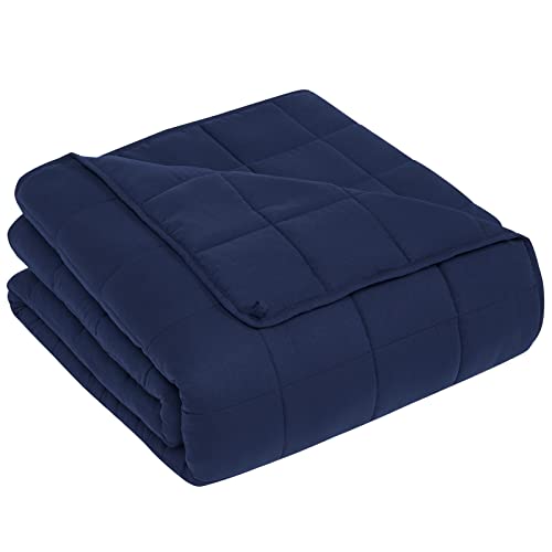 "CuteKing Weighted Blanket for Adults (15lbs, 48""x72"", Navy Blue) Heavy Blanket for 140-150lbs, Weighted Blanket for Cooling & Heating with Premium Glass Beads, Thick Blanket for Adult All-Season"