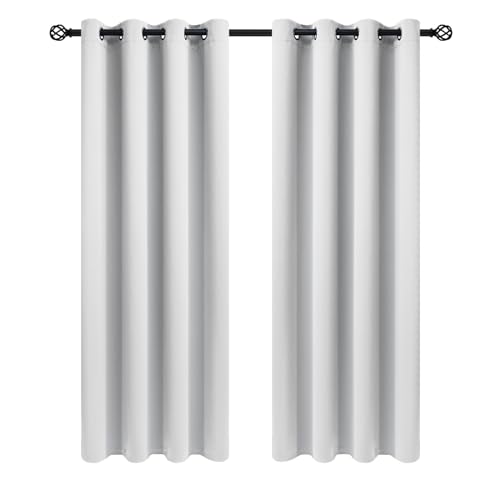 COSVIYA Blackout Curtains 84 inch Length 2 Panels Set Greyish White Room Darkening Window Treatments Insulated Thermal Curtain Drapes for Bedroom/Living Room,52x84 inches