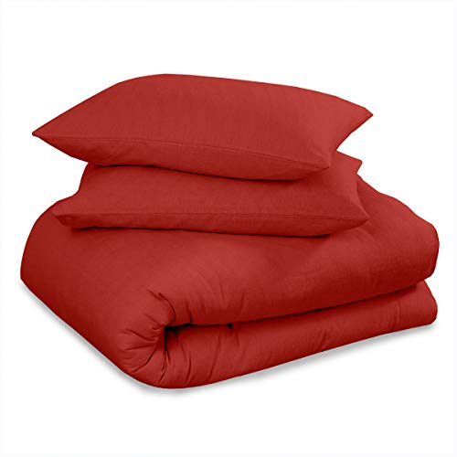 GAVENO CAVAILIA Premium Quality Plain Dyed Flannelette Fitted Sheet, Luxury 100% Brushed Cotton Easy Care, Soft & Cosy Bed Linen, Red, Superking Size Bedsheet, Super King, 423621