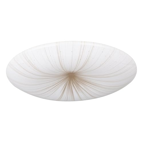 Eglo LED Ceiling Light Panel Nieves 1, Ø 12 in, Flush Mount Light Fixture with Crystal Effect, Starry Sky wall lamp, Metal and Plastic in White and Gold, Bedroom and Hallway Lighting, Warm White