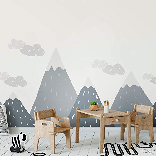 Ambiance Stickers Scandinavian Nordic Mountains Wall Decals, DIY Home Decor, Peel and Stick Removable Stickers, Waterproof and Self Adhesive Wall Art - H50 x L140 CM