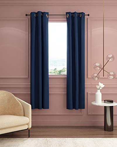 Furinno COLLINS Blackout Curtain 106.7 x 213.36cm 2 Panels, for Living Room, Bedroom, Blue