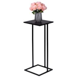 ArtiCasa Side Table - Metal and MDF - 75 x 33 x 33 cm - Bed Table - Sofa Table - Plant Stand - Coffee Table - Laptop Table - Black