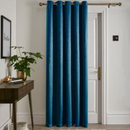 Fusion Teal Single Panel Eyelet Thermal Curtain - W66 x L84 (168 x 214cm) - Teal Blue - Bedroom/Living Room