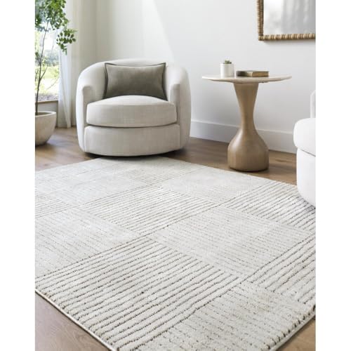 Livabliss x Galey Alix Shaggy Rug - Modern Berber Rugs Living Room, Large 200x275 cm, Soft Shaggy Rugs for Bedroom - Neutral Boho Fluffy Rug, Easy Care Plush Thick Pile - Ivory, Dark Brown