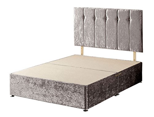 WINDSOR Velvet Divan Base, Fabric, Silver, Double