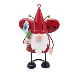 Lesser & Pavey Red Gnome with Flower Ornaments - Lovely Gardening Gifts For Women & Men - Designed By Bright Eyes - Decorations For Any Garden