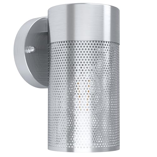 EGLO Fantecolo Outdoor Wall Light, 1 Bulb Outdoor Light, Modern Wall Light Made of Stainless Steel and Glass in Clear, Outdoor Lamp with E27 Socket, IP44