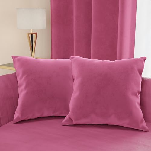 PETTI Artigiani Italiani - 2 pieces velvet sofa cushions with filling, cushion covers for bedroom, upholstery cushions with invisible zipper, fuchsia velvet cushions