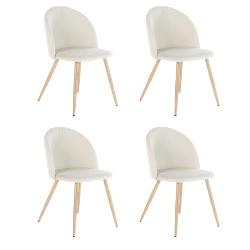 FurnitureR Set of 4 Dining Room Chairs, Soft Chairs, Kitchen Chairs, Comfort Chenille Fabric Seat for Dining Room, Living Room, Lounge Home, Beige