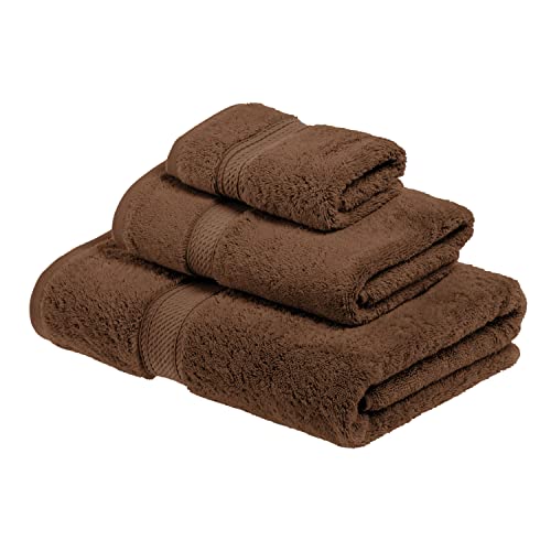 Superior 900 Gram 100% Premium Long-Staple Combed Cotton 3-Piece Towel Set, Chocolate