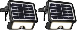 Luceco Solar Powered LED Outdoor Floodlight with PIR Motion Sensor, Security Light, Exterior Lighting, Angular Design, Adjustable, Guardian, Black, IP65, 5W, 550lm, 4000K, LEXSF6B40 (Pack of 2)