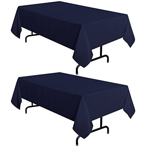 sancua 2 Pack Navy Tablecloth 54 x 78 Inch, Rectangle 4 Feet Table Cloth - Stain and Wrinkle Resistant Washable Polyester Table Cover for Dining Tables, Buffet Parties and Camping