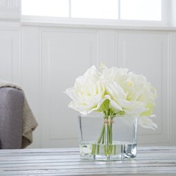 Home 50-139 Pure Garden Lily Floral Arrangement with Glass Vase - Cream