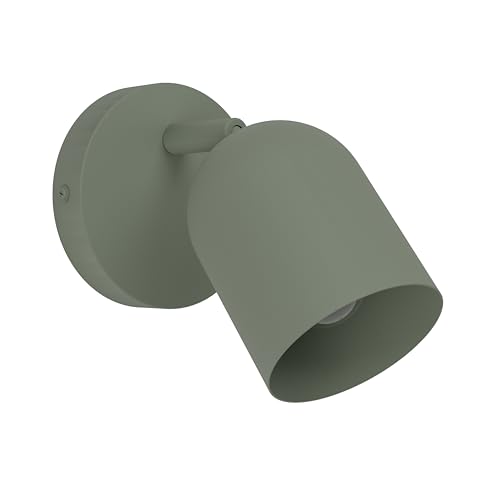 Eglo Bedside wall Light Tilston, Indoor lamp with Adjustable Spotlight, Reading lamp, Bedroom and Living Room Lighting, Dark Green Metal, E14 Socket
