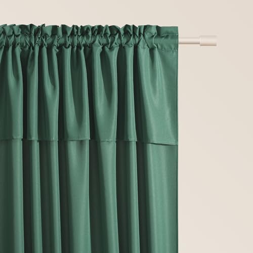 ROOM99 Mia Curtain with Ruffle Tape, 140 x 280 cm, Width x Height, Semi-Transparent Sliding Curtains, Decorative Modern Curtain for Living Room, Bedroom, Bottle Green, Pack of 1