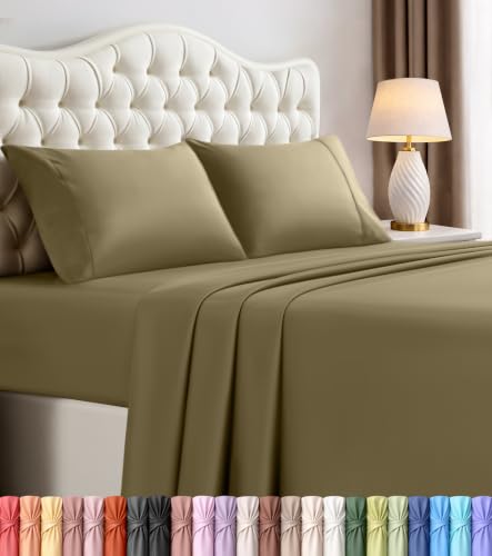 Utopia Bedding King Bed Sheets Set - 4 Piece Bedding - Brushed Microfiber - Shrinkage and Fade Resistant - Easy Care (King, Olive)