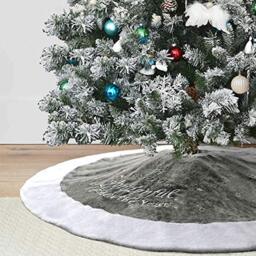 "Dremisland 36"" Luxury Faux Fur Christmas Tree Skirt with Snowflake Double Layers Soft Tree Skirt Xmas Holiday Party Decoration - Grey (Grey, 36inch/90cm)"