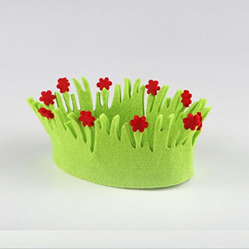 Mopec A475 Oval Basket with Red Flowers, 15 cm, Felt, Multi-Colour, One Size