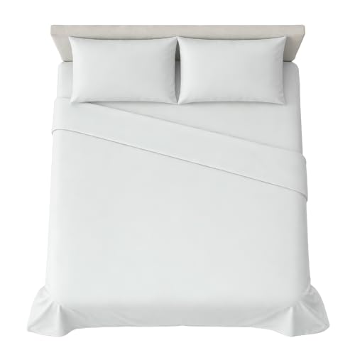 hermet 4-Piece Plain Double Bed Sheet Set, Fitted Sheet, Flat Sheet, 2 Pillowcases 50 x 80 cm, 30 cm Corner, Soft Microfibre, Oekotex Certified, No Iron