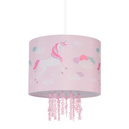 Relaxdays Kids Light Fixture, Lampshade with Unicorn, 158 x 35 cm, E27, Hanging Lamp for Children's Room, Pink