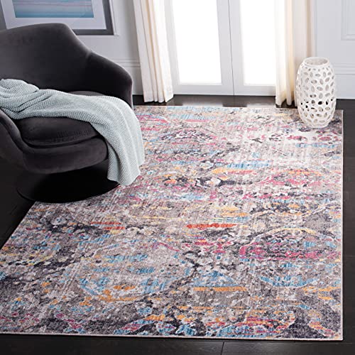 Safavieh Trendy New Transitional Indoor Woven Rectangle Area Rug, Bristol Collection, BTL341, in Grey / Blue, 91 X 152 cm for Living Room, Bedroom or Any Indoor Space