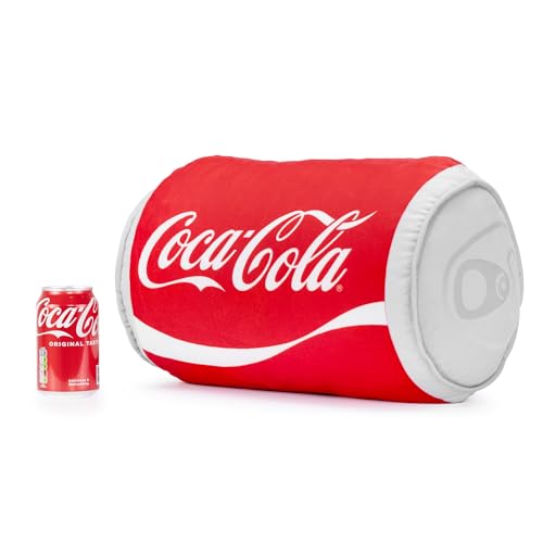 Official Coca-Cola Plush Can Cushion – Soft Novelty Coke Throw Pillow for Sofa & Bedroom, Polyester, Red, 40 x 24 cm