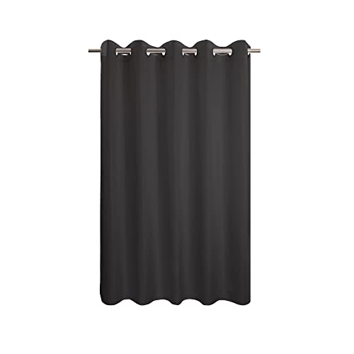 River Dream No Hook Black Shower Curtain Microfiber Waterproof - Soft Fabric Shower Curtain or Liner Washable, Hotel Cloth Shower Curtain, Black, 71x74