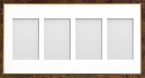 Frame Company Drayton Multi Aperture Photo Frame, Walnut, 20x10 for 6x4 inch (x4)