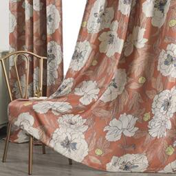 "Taisier Home Blackout Curtains 52"" x 72"" - Faux Linen Grommet Curtains Thermal Insulated for Living Room Bedroom 2 Panels Orange"