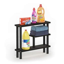 Furinno TURN-N-TUBE Bathroom Storage Shelf, 3-Tier Narrow Storage Rack, Space Saving Shelf, for Bathroom, Living Room, Entryway, Espresso