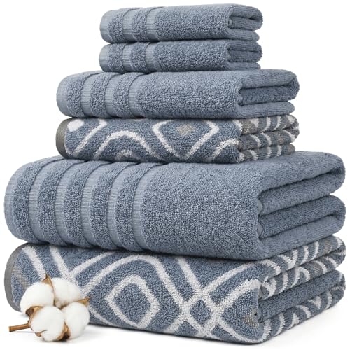 Amrapur Pacific Coast Textiles 6 Pc Yarn Dyed Towel Oxford Blue, 6-Piece