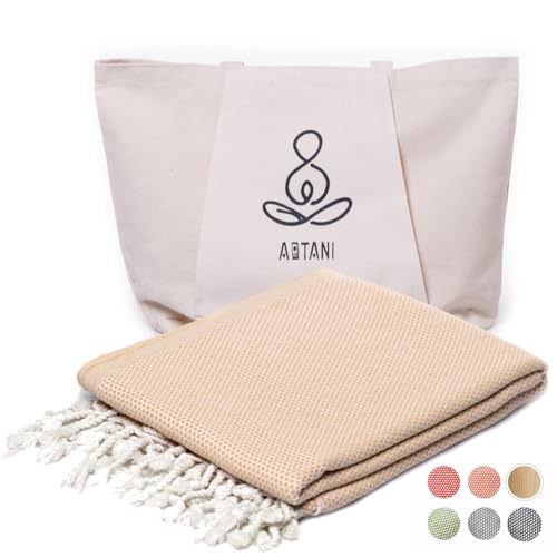 ATANI Turkish Beach Towel, Oversized Cotton Sand Free Lightweight Soft Absorbent Quick-Dry Beach Blanket Turkish Towels