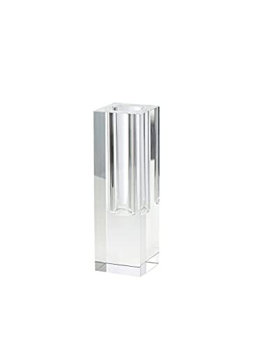 "Serene Spaces Living Modern Crystal Bud Vase - Genuine Crystal Heavyweight Square Base Vase with Thick Sides, 1.5"" square by 5"" Tall"