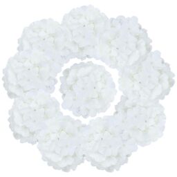 AVIVIHO White Hydrangea Silk Flowers Heads Pack of 10 Ivory White Full Hydrangea Flowers Artificial with Stems for Wedding Home Party Shop Baby Shower Decor
