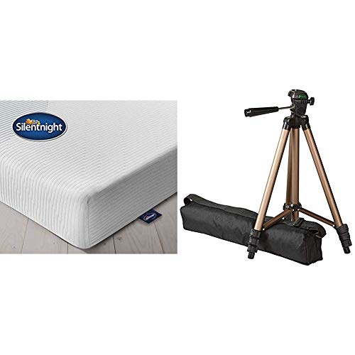 "Silentnight 3 Zone Memory Foam Rolled Mattress, Made in the UK, Medium, UK King & Amazon Basics 127cm (50"") Lightweight Tripod with Bag"