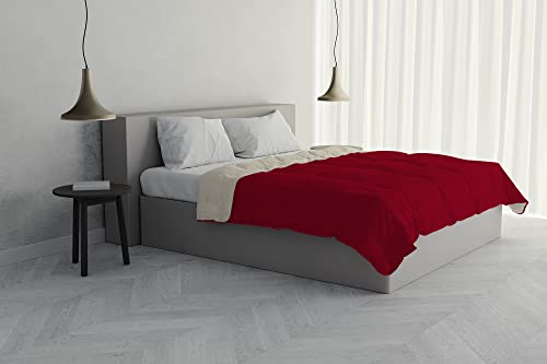 Italian Bed Linen Summer Duvet, Microfiber, Burgundy/Cream, 2 Seater