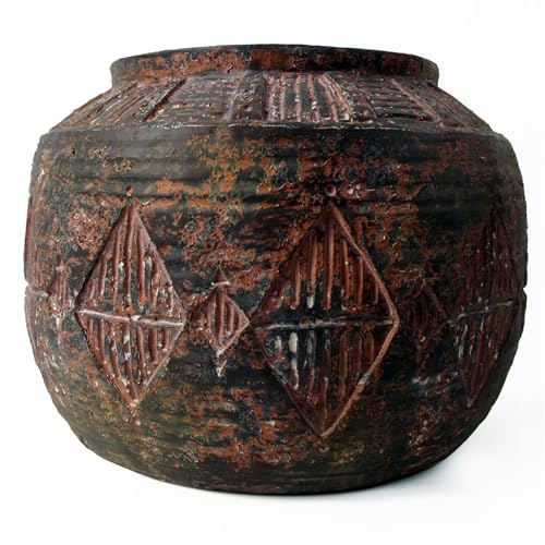 Leaf Large Planters Plant Pots, Fibreglass, 27cm Aztec Diamond