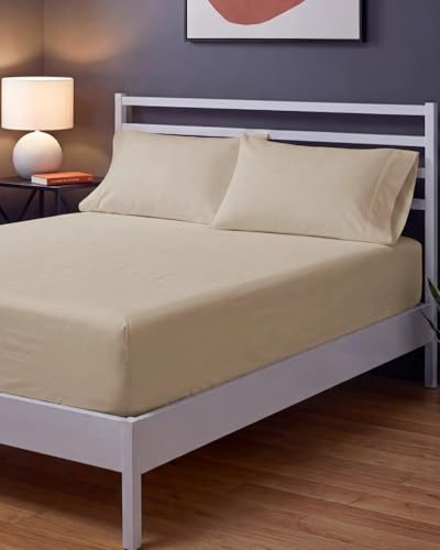 Sleepy Town Cal King Size Bed Sheets - 3 Piece - NO Flat Sheet Included - California King Sheet Set - Soft, Comfy & Cooling - Easy Care - Wrinkle & Fade Free - Brushed Microfiber Bed Sheets (Cream)