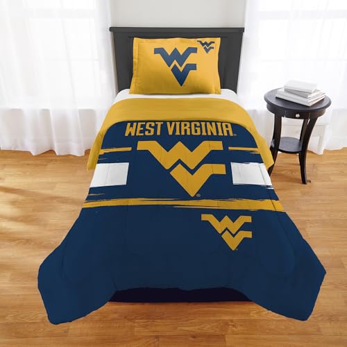 Northwest West Virginia Mountaineers Comforter Set ??? Mountaineers Bedding for Dorms, Guest Rooms, RVs, Tailgates & WVU Game Day Decor, Twin/Twin XL