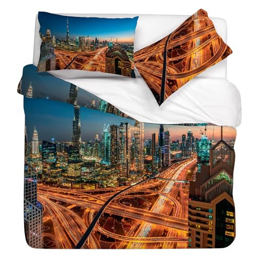Gabel Dubai Duvet Cover Set, 155 x 205 cm, Pure Cotton, Multicoloured, Digital Photo Print