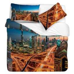 Gabel Dubai Duvet Cover Set, 155 x 205 cm, Pure Cotton, Multicoloured, Digital Photo Print