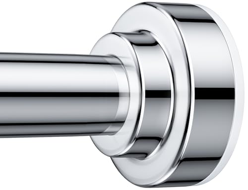 TEECK Shower Curtain Rod, 27-76 inch Adjustable Spring Tension Curtain Rod, Never Rust Anti-Slip Shower Curtain Rod for Bathroom, No Drilling, Never Collapse, Easy to Use, Silver
