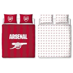CHARACTER WORLD Arsenal FC Official Double Duvet Cover Set, Geometric Design - Red Reversible 2 Sided Football Bedding Cover Official Merchandise Including Matching Pillow Cases